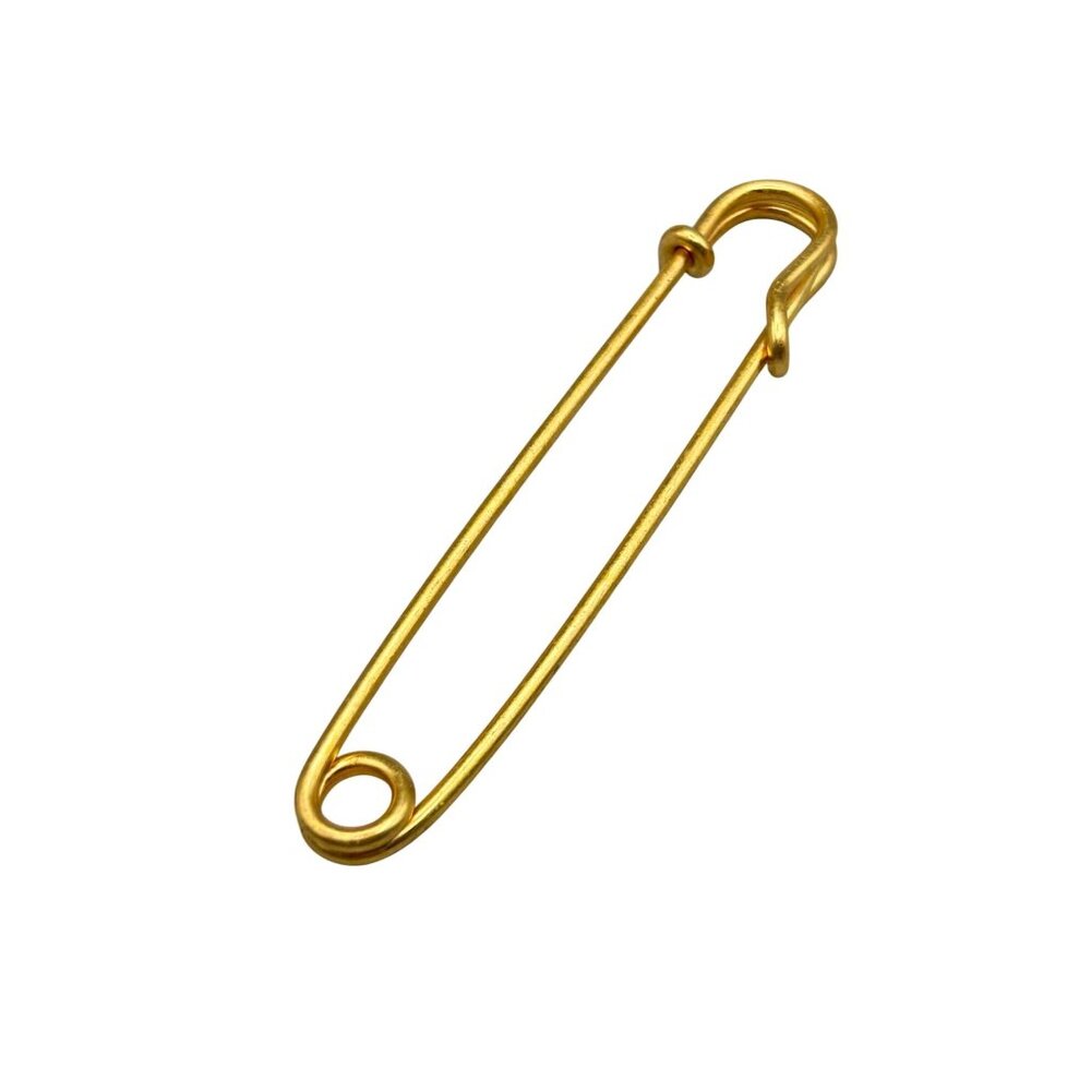Oversized Gold  Tone Safety Pin Brooch Jewelry Accessory 4" Long